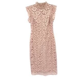 Enfocus Studio Lace Midi Dress Sz 4 Blush Cottage Castlecore High Neck Coquette